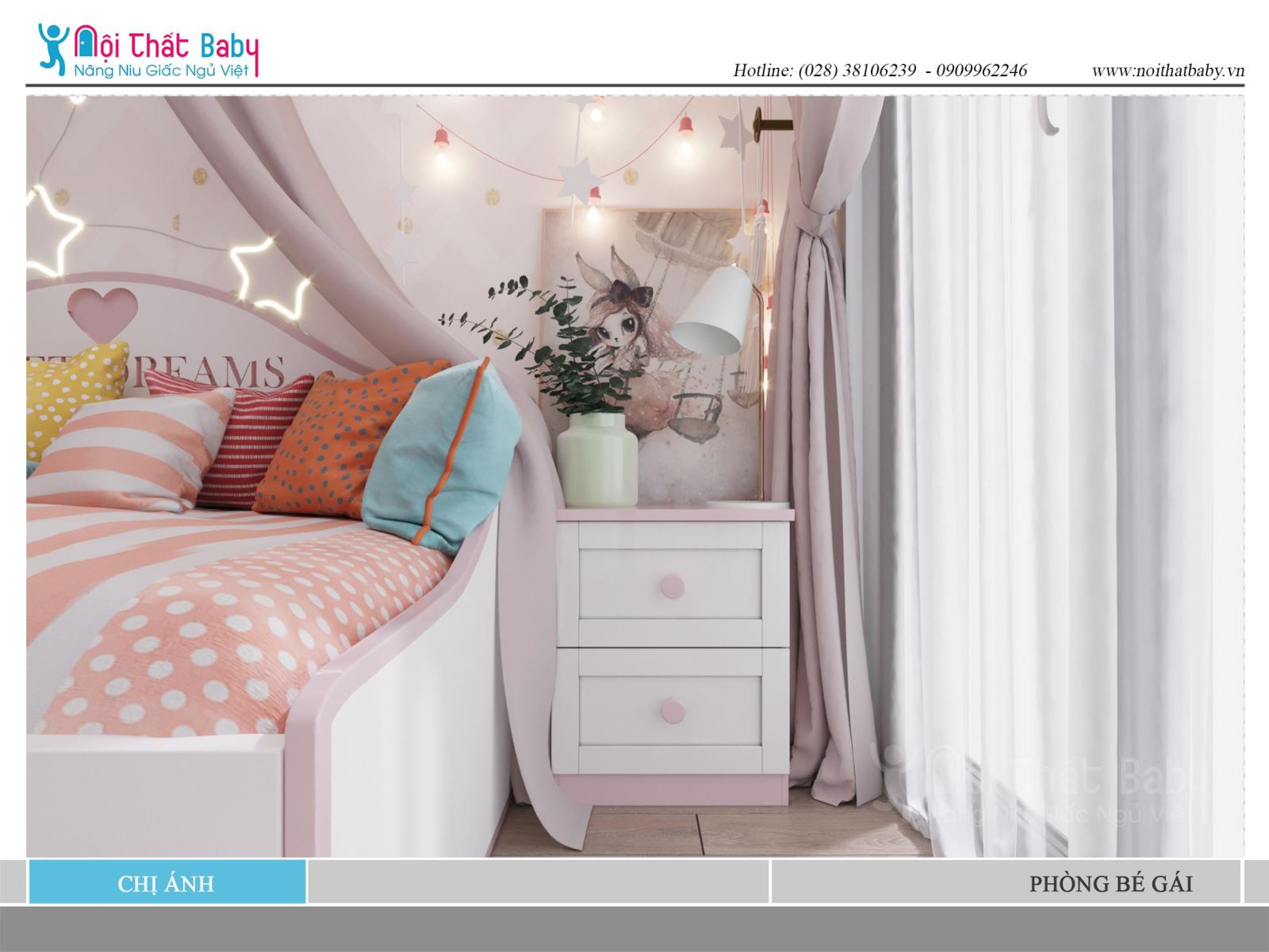 Thiết kế phòng ngủ cho baby màu hồng đáng yêu